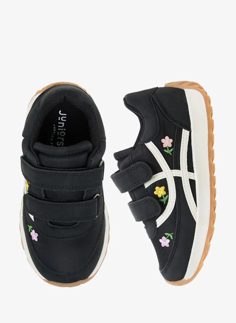 JUNIORS Girls Floral Embroidered Sneakers